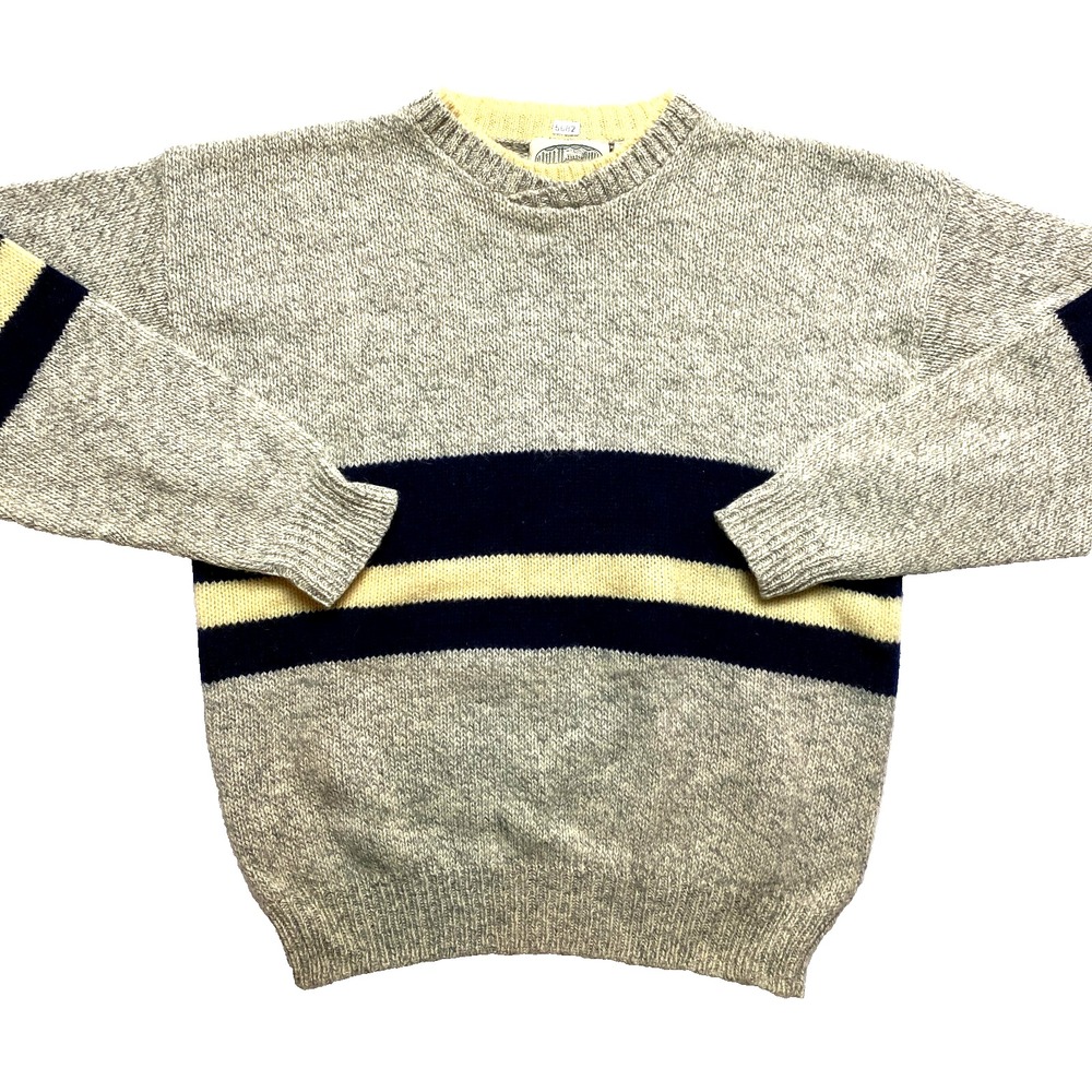 VINTAGE Britches Sweater Mens Large Gray Knit  Fisherman Pullover Cable